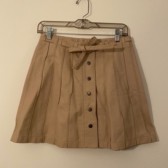 Free People Tan Leather Button-up Skirt - Picture 2 of 8